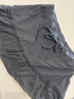 aerie Gray Ruffle Drawstring Mini Skirt-Small